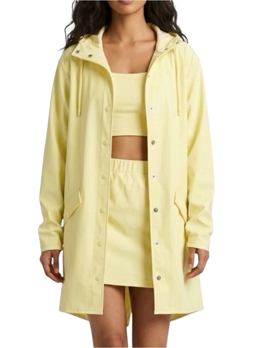 Rains Pale Yellow Hooded Raincoat